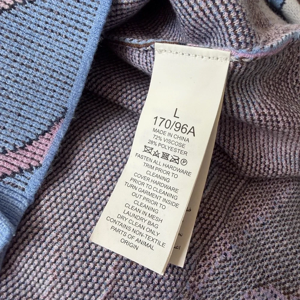 Kate Spade New York‎ $358 Autumn Blue Floral  Paisley V-Neck Knit Cardigan Sz L